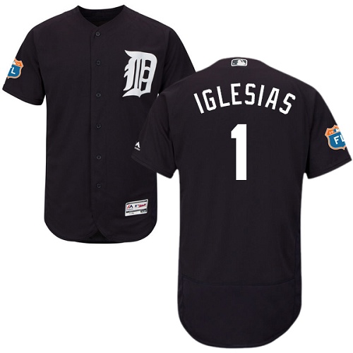 Tigers #1 Jose Iglesias Navy Blue Flexbase Authentic Collection Stitched MLB Jersey